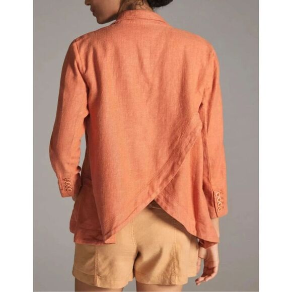 Anthropologie Vintage Washed Linen blend Blazer oversized boho lagenlook Sz 6 - Picture 2 of 10